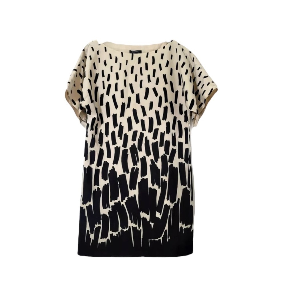 TAHARI ASL Arthur S. Levine Boxy Shift Dress in Black/Cream Design Size 8 - Picture 3 of 8